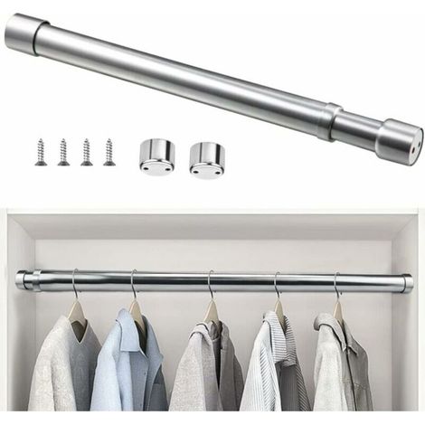 Stainless Steel Extendable Closet Rod 33cm to 51cm Adjustable Telescopic Curtain Rod Anti-corrosion Extendable Wardrobe Tube