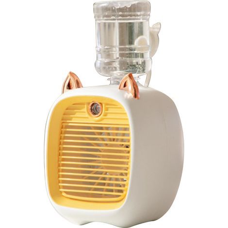 Ventilateur rafraîchisseur d'air Fox Modeling, rechargeable par USB, 3 modes de pulvérisation, réservoir de 1200 ml, couleur jaune, idéal pour le bureau ou la chambre. Convient également pour le refro (1/2)