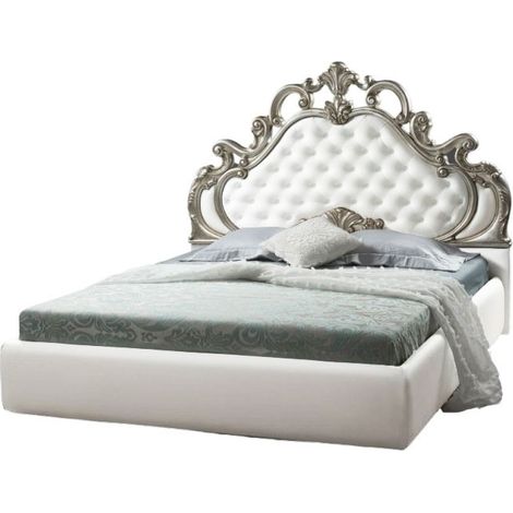 Cama doble barroca blanca con contenedor Aleksandra. (1/2)