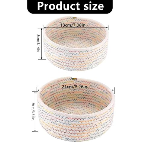 JeiibrZui Tressé - 20 cm et 17 cm - Lot de 2 - Coton naturel - Panier de rangement pour table à langer et salon (1/5)