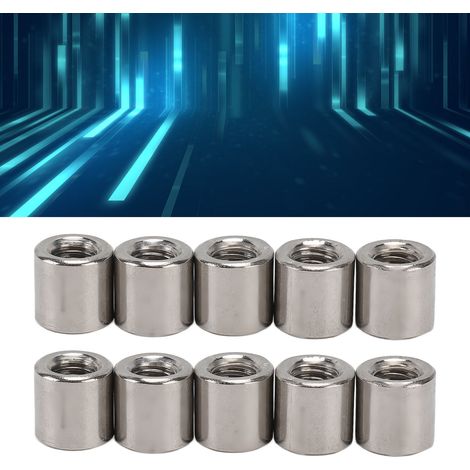 Jeu de 50 écrous cylindriques à filetage intérieur M61.0-10-L10mm en acier inoxydable 304 (1/5)
