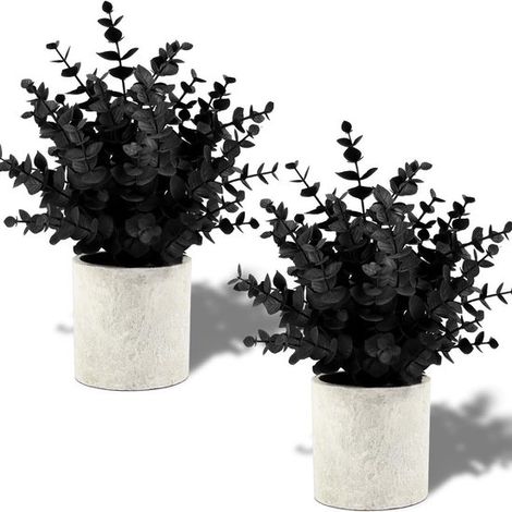 Dos pequeños árboles artificiales de eucalipto, adecuados como decoración para estantes interiores, Estilo 4 (1/5)