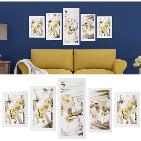 5 cadres de tableaux décoratifs d'orchidées à vendre (cinq tableaux sans cadre). (1/5)