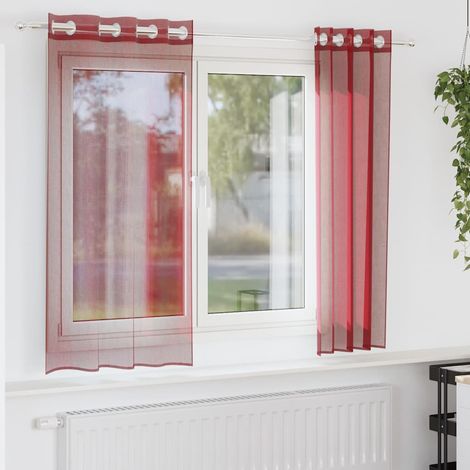 Rideaux en voile avec œillets 2 pcs rouge bordeaux (1/5)