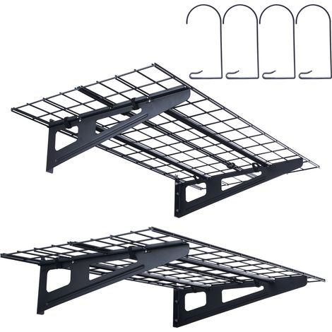 VEVOR 2er-Set Garagenregal 1220 x 620 x 200 mm Werkzeugaufbewahrung 113,4 pro Schicht Werkzeughalter Wand 122 x 61 cm Regalfläche Aufbewahrungsregale Metallregal Werkzeug Organizer Wandregale
