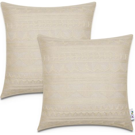 Paco Home Kissenbezug Deko Kissenhülle Kissenbezüge Skandi Muster 2er Set Sofa Zierkissen 2pcs-Set, Creme