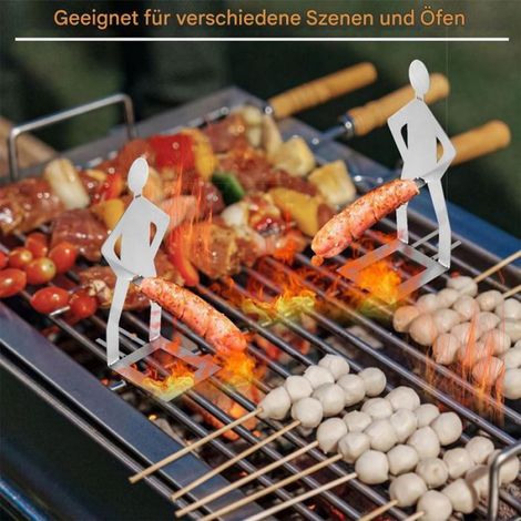 Lot de 4 supports amusants pour hot-dogs et saucisses en forme d'homme, en acier inoxydable, accessoires de barbecue Étiquette (1/4)