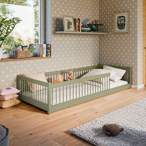 Letto a terra 90x200 con rete a doghe Tamara Olive (1/3)