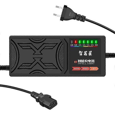 Chargeur pour véhicule électrique 60 V 20 Ah. affichage à 7 voyants. indicateur de charge. protection contre les fuites de courant/charge complète. (1/5)