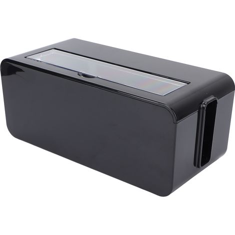 Boîte de rangement pour prises électriques, sûre, anti-poussière, organiseur de câbles, en plastique, pour la maison, format moyen, noir. (1/5)