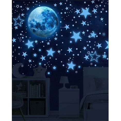 Autocollants fluorescents 1049 feuilles Étoiles phosphorescentes - autocollants pour enfants, plafond, autocollants fluorescents décoration de plafond chambre d'enfant (1/4)