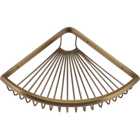 Étagère d'angle de douche vintage en laiton, étagère triangulaire de rangement, organisateur de salle de bain (1/5)