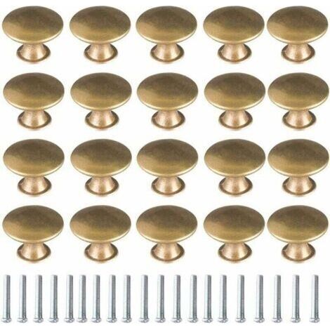 Bouton de Porte Laiton 20 Pièces Vintage Laiton Poignées Boutons de Meuble Boutons Porte de Tiroir Poignée de Meuble Béquille, bouton et poignée de porte Vintage pour Tiroir Armoire Meuble Cuisine de (1/3)