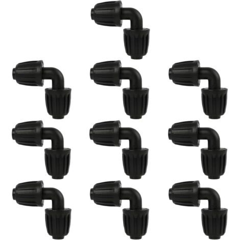 10 adaptadores angulares de 16 mm para riego por goteo, conectores angulares para manguera de jardín, adaptadores angulares para riego por goteo, junta angular (junta en L) para sistemas de riego agrí (1/5)