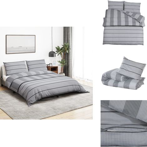 Ensemble de housse de couette Gris 200x200 cm Coton - Housses De Couette - Linge De Lit - Drap Housse - Literie - Coton (1/5)