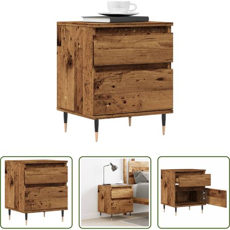 vidaXL Holz Nachttisch - Nachttisch Altholz-Optik 40x35x50 cm Holzwerkstoff (1/5)