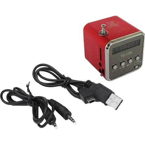 Récepteur radio FM portable miniature numérique TD-V26 rouge (1/5)