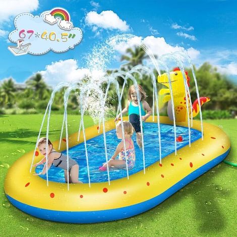 Piscine gonflable 3 en 1 pour enfants, adorable pataugeoire dinosaure, jeux d'eau pour l'extérieur (1/5)