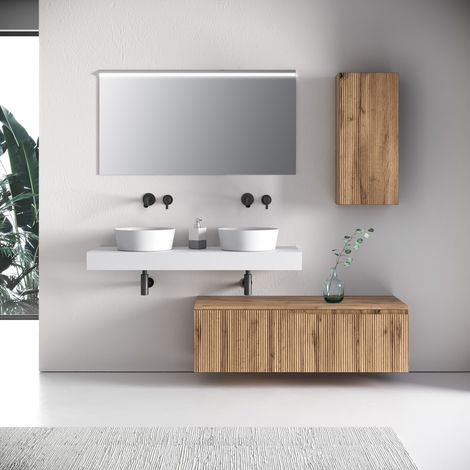 Composizione doppio lavabo 6 pezzi ZIP bianco / quercia (1/5)