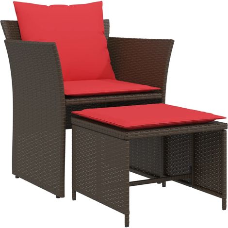 Maison Exclusive - Sedia da Giardino con Poggiapiedi in Polyrattan Marrone