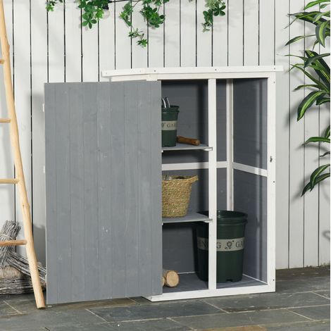 Armadio porta attrezzi da esterno 75x56x115 cm, compatto, con 2 ripiani interni, legno, nero (1/5)