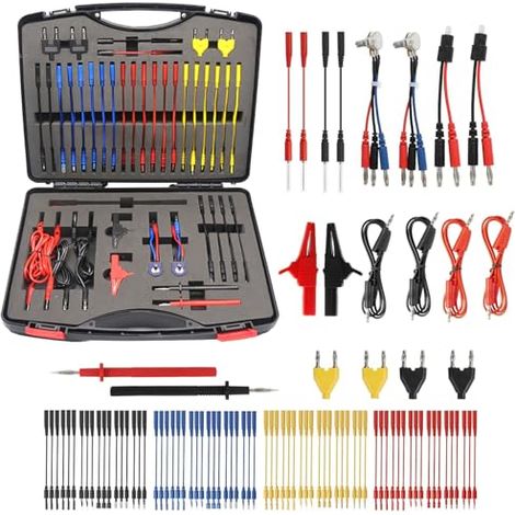 Kit de Fils de Test Multiples, 92 PCS Kit d'Accessoires Remplaables de test electrique,Sonde Multimètre Cordon de Test,Dépannage du Système de Circuit Multifonctionnel du Véhicule (1/5)
