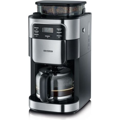 Severin – Cafetière filtre avec broyeur intégré 1000W – Grand réservoir 1,4L – Écran LCD avec minuterie – Fonction Aroma réglable (1/4)