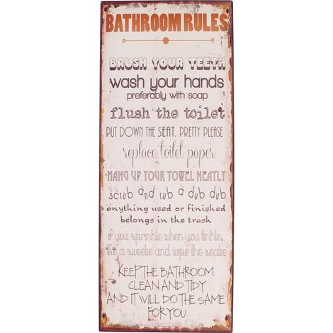 Retro Blechschild 20x50cm Metallschild Wandbild Wandtafel Deko Nostalgie Vintage - bathroom rules