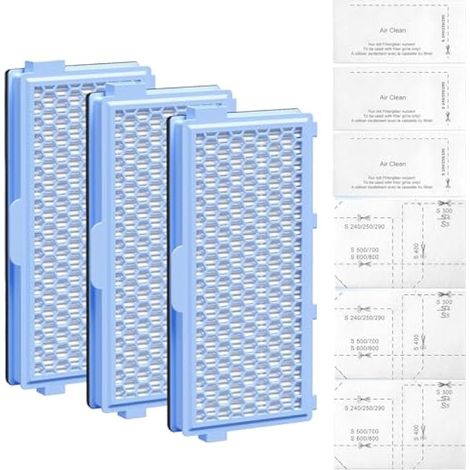 Filtres HEPA pour Miele Compact C1 C2, Complete C2 C3, Remplacement SF-HA 50, Lot avec 3 HEPA + 3 Filtres Moteur + 3 Filtres Air (1/5)