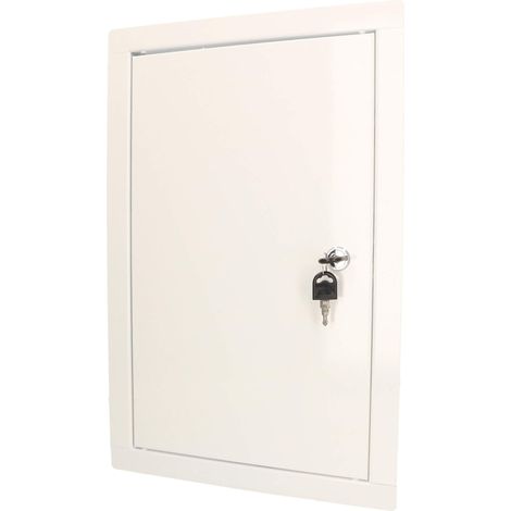 KOTARBAU® Trappe de Visite - Acier Galvanisé - 40x20 cm - Blanc - Porte de Révision pour Cloison Sèche - avec Serrure Et 2 Clés - Trappe D'Accès -  Intérieure Extérieure - Finition Poudre