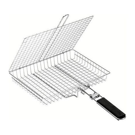 BUNTHAUS Panier Grille Barbecue en Acier Inoxydable(plus profonde)  Pliable, Portable & Résistant  Avec Poignée Amovible  Pour Poisson, Légumes, Crevettes, Steak