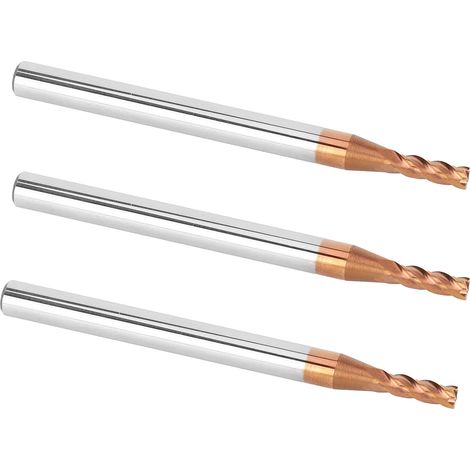 3 Fraises en Carbure de Tungstène D2.5 x 8 x 4D x 50L pour Usinage Métal et Bois (1/5)