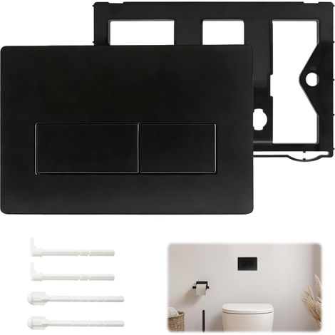 Plaque de poignée WC noire mate 115.770.11.5, compatible avec 01/20/21/30/40/50 UP300 UP320, 246 × 164 mm, double chasse d'eau, avec kit de montage complet levier d'actionnement et (1/5)