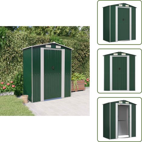 Geräteschuppen Grün 192x108x223 cm Verzinkter Stahl - Gartenschuppen - Gerätehaus - Werkzeuglager - Außenaufbewahrung - Gartenorganisation