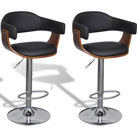 Set di 2 sgabelli da bar moderni in legno e nero 1202019