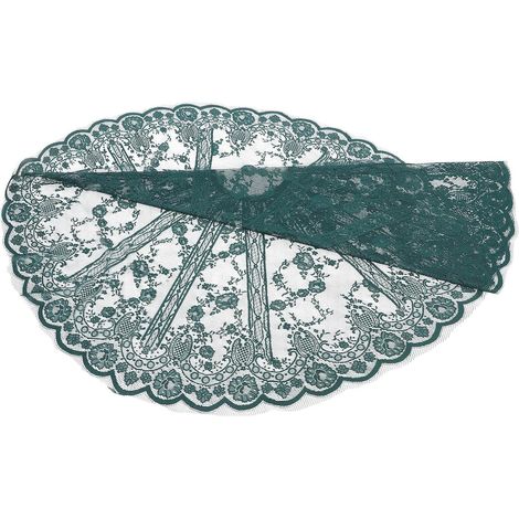 Nappe Ronde pour Fête d'anniversaire Élégante et Délicate en Dentelle Vert Vintage Décoration de Table pour Table ou Shower de Mariée (1/5)