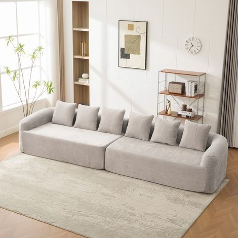 Canapé modulable compressible en tissu chenille, rempli de mousse hautement élastique 30D. Facile à déplacer et doté d’un dessous antidérapant, idéal pour le salon et d’autres pièces. Gris (1/5)