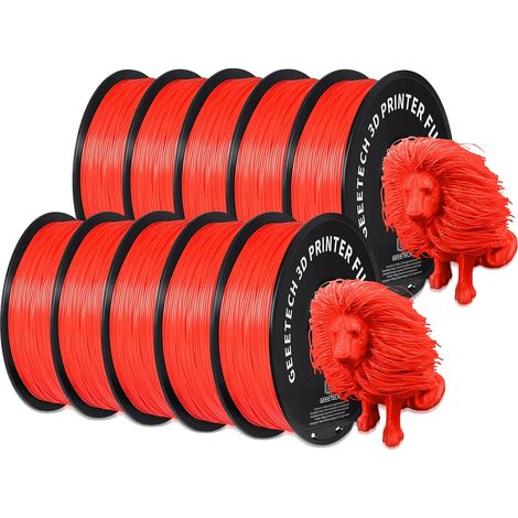 Filamento per stampa 3D, PLA ecologico, ad alta resistenza, rosso (1/2)