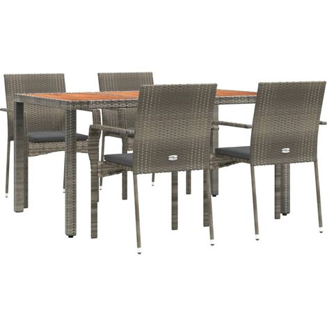 Set da pranzo da giardino per mobili da esterno 5 pezzi con cuscini grigi 020013716