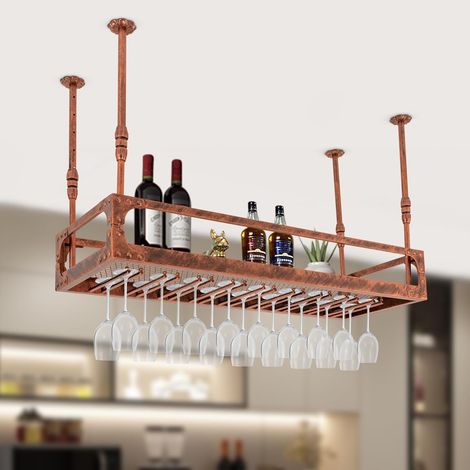 100x35cm Bronze Industrial Vintage Bar schwimmende Regal, Bar schwimmende Regale für Wand, Decke montiert hängenden Weinflaschenhalter, Regal Champagner Glas Rack (1/5)