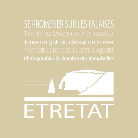 Tableau sur toile Etretat beige 30x30 cm - Impression sur Toile Murale Décorative - Image imprimée en HD sur Toile - Toile sur Châssis en Bois FSC - Fabriqué en France