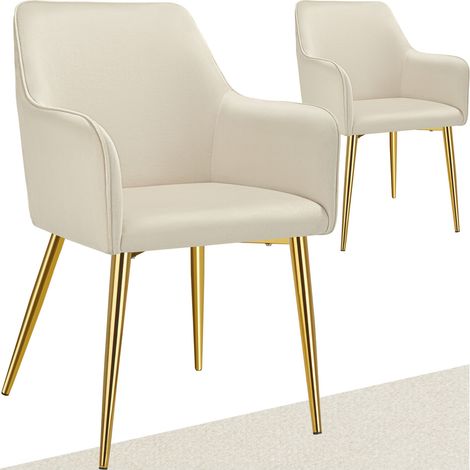 Lot 2 fauteuils aspect velours rembourrés style scandinave beige (1/5)