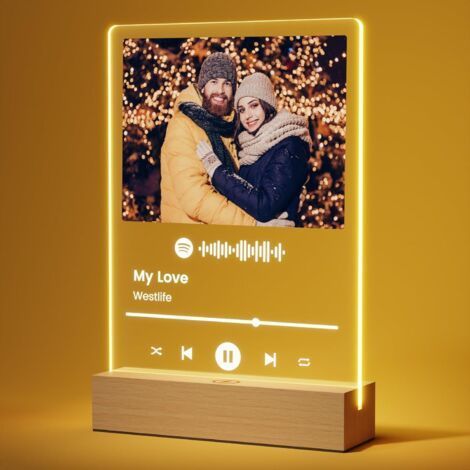 Valentine's Day Gift for Women and Men, Spotify Personalized Plaque Valentine's Day Gift for Couple, Personalized Lamp with Photo Gifts, Birthday Gift Idea for Boyfriend Girlfriend Best Friend (1/5)