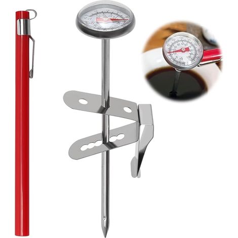 Thermometre de Cuisine en Acier Inoxydable, Thermomètre à Sonde de 120 mm avec Clip, Thermomètre de Cuisson pour Viande, Four, Pâtisserie et Barbecue (1/5)