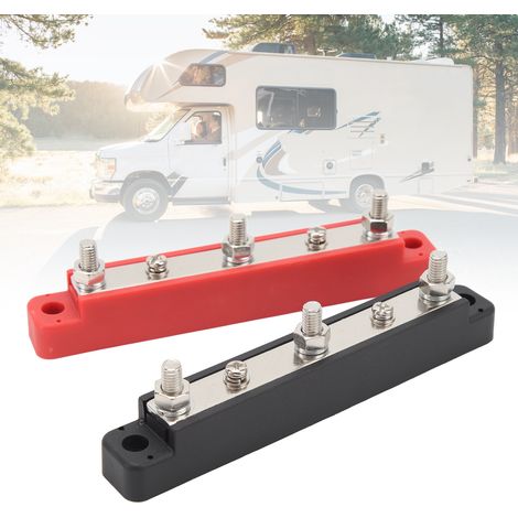 Paar schwarze und rote DC12V-48V 150A Sammelschienen für Freizeitfahrzeuge und Schiffsanwendungen, mit Hochstrom-M6-Klemmenblöcken, 5-Wege-Verteilerblock und 3 Bolzen mit 10 Klemmen (CP-4071) (1/5)