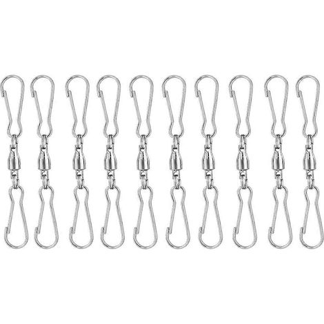 Lot de 10 pinces pour manche à air, crochets pivotants doubles, crochets de suspension rotatifs à 360°-6.70X1.00X0.50CM (1/4)