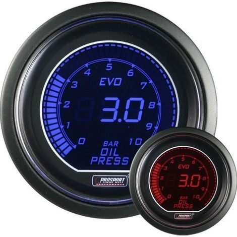 Manometre de Pression Huile ProSport Digital - Bleu Rouge
