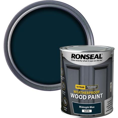 10 Year Weatherproof Wood Paint Midnight Blue Satin 750Ml