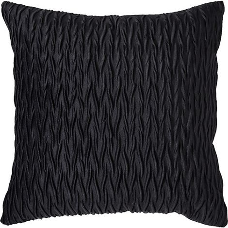 Taie d'oreiller en velours à carreaux, 45x45 cm, noire, peluche décorative pour maison, salon, chambre, canapé. (1/3)