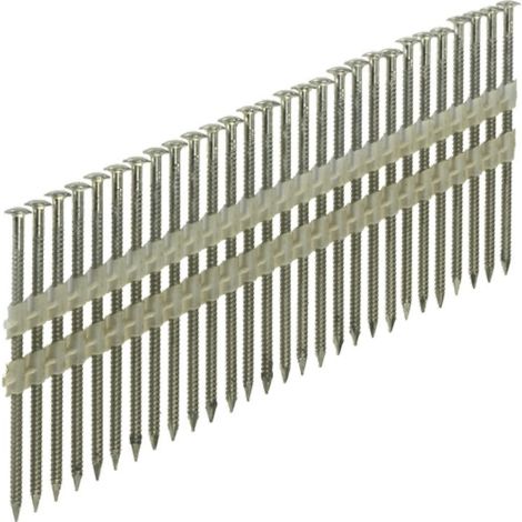 Pointes en bande 34° 3.1x63 Annelées Inox Tête bombée - Sans gaz - Boite de 2200 clous - ARCA - SPB343163AITB (1/3)